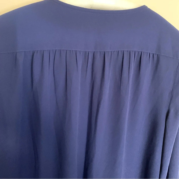 Ann Taylor Loft Navy Blue Long Button Front Sleeve  Blouse M - Picture 6 of 10